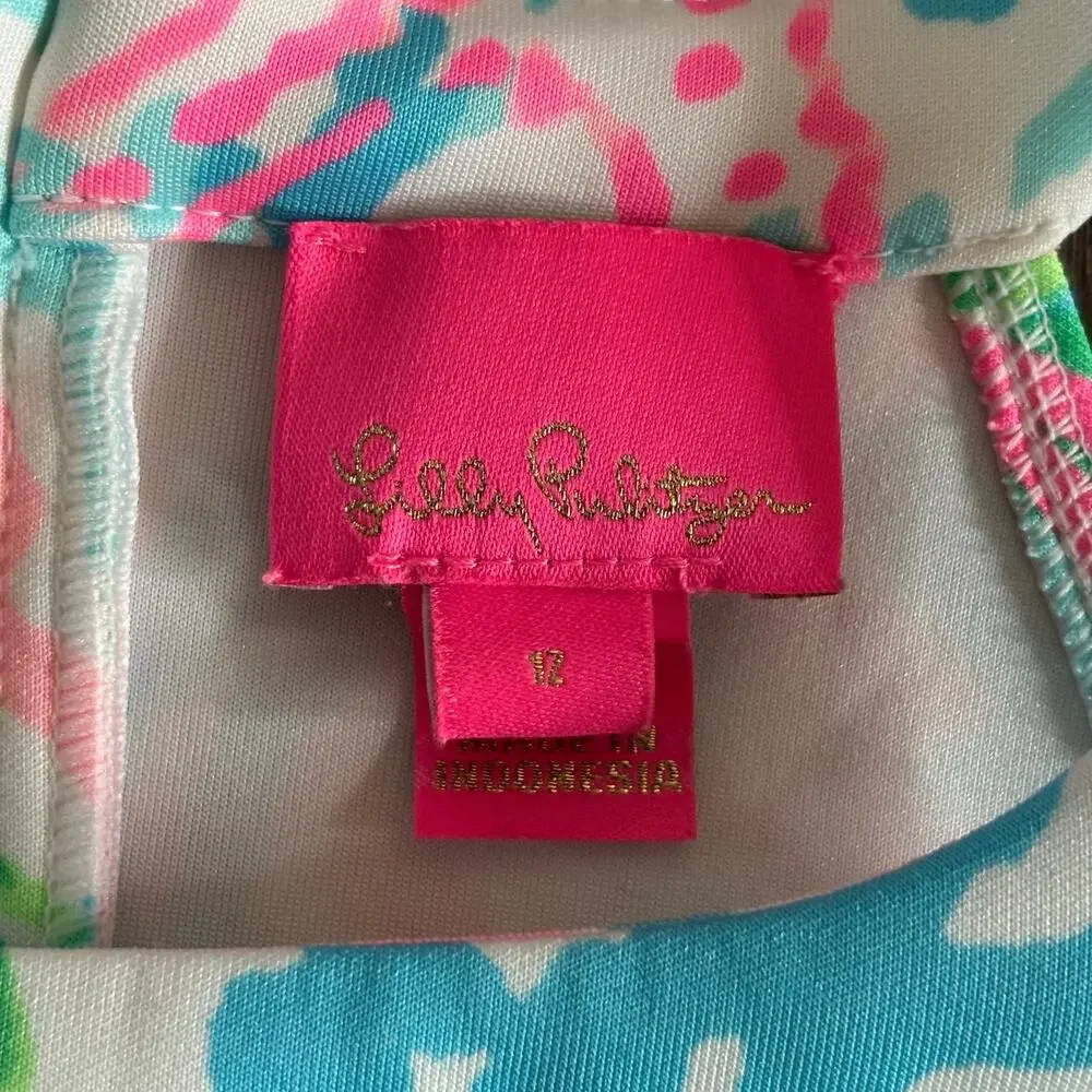 Lilly Pulitzer Girls Sophelia Shift Dress in Multi Coral Bay - Size: 12